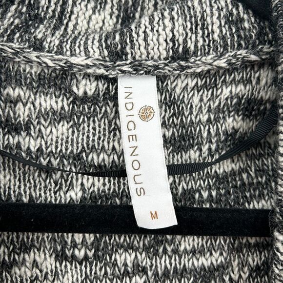 INDIGENOUS Black White Knit Organic Cotton Alpaca Button Cardigan Sweater Medium - Picture 6 of 7
